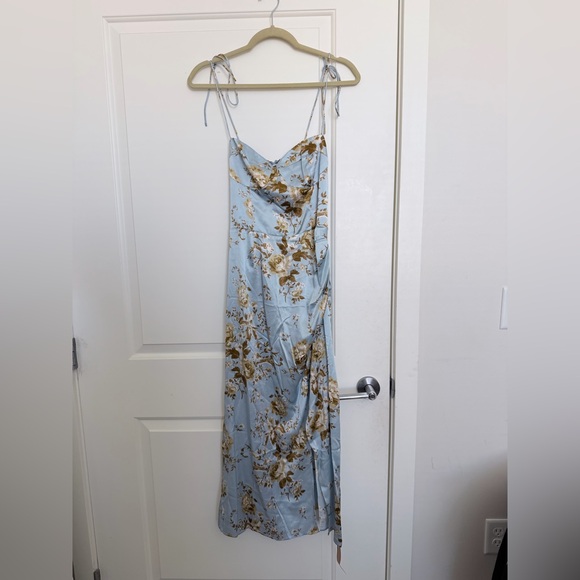 Reformation Marguerite Silk Dress Blue - Size 6 - Picture 6 of 8